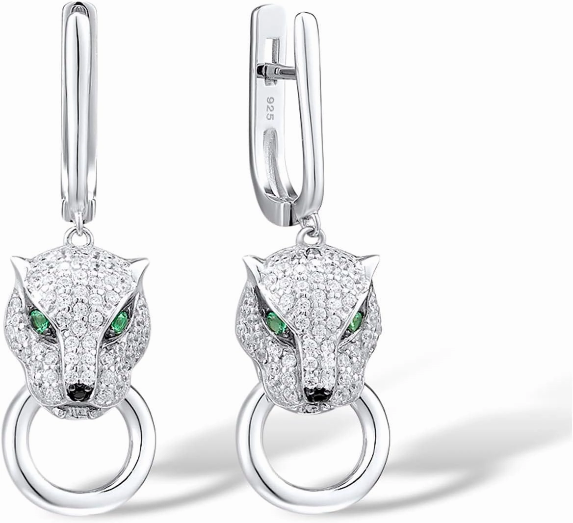 Santuzza Sterling Silver Hypoallergenic Panther Earrings for Women