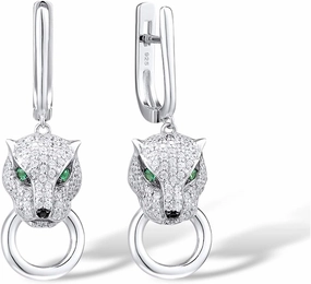 Santuzza Sterling Silver Hypoallergenic Panther Earrings for Women