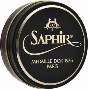 SAPHIR Medaille d’Or Pate De Luxe - Natural Wax Shoe Polish for Leather Shining - 100ml - Medium Brown