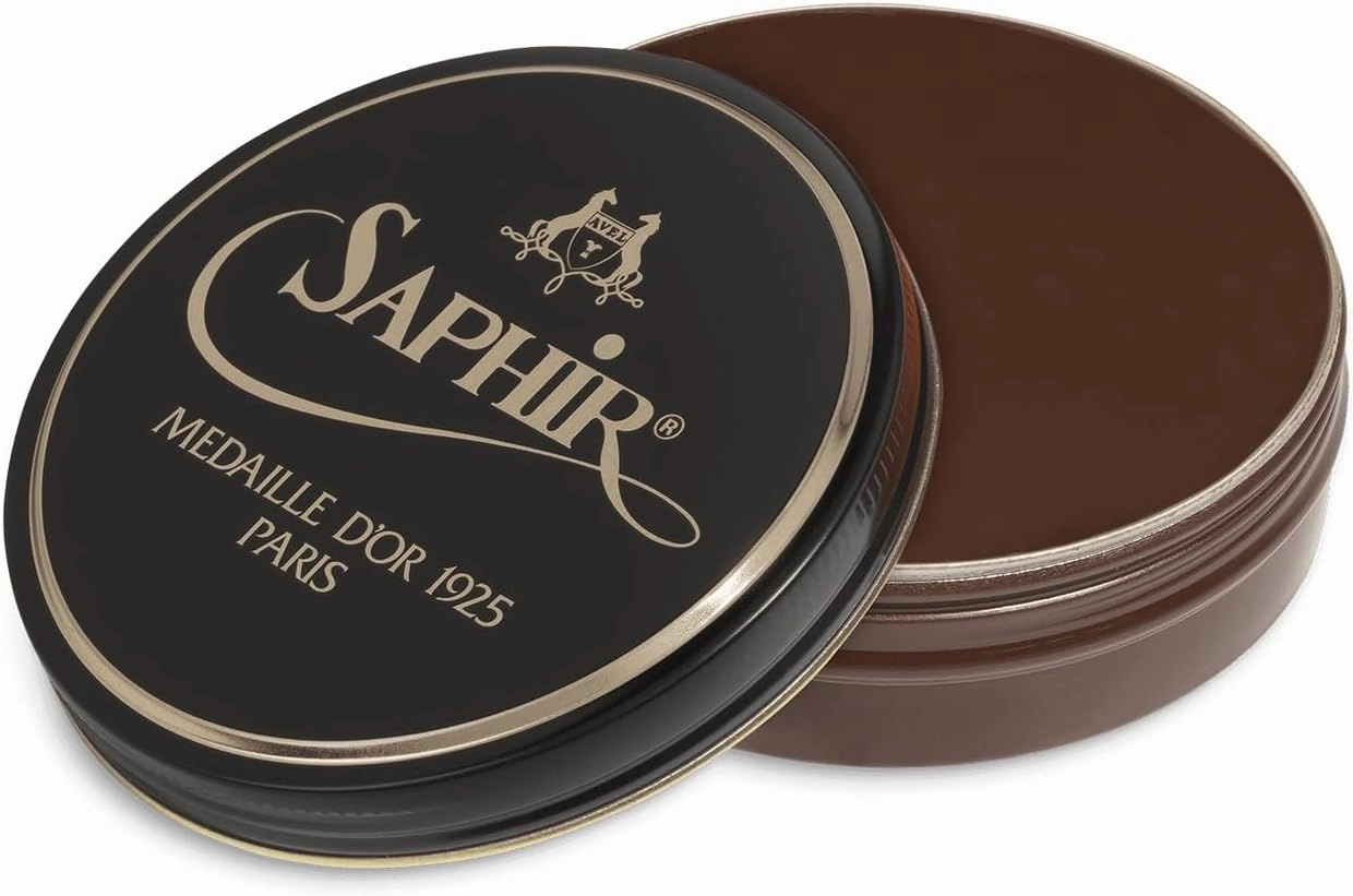 SAPHIR Medaille d’Or Pate De Luxe - Natural Wax Shoe Polish for Leather Shining - 50ml - Medium Brown