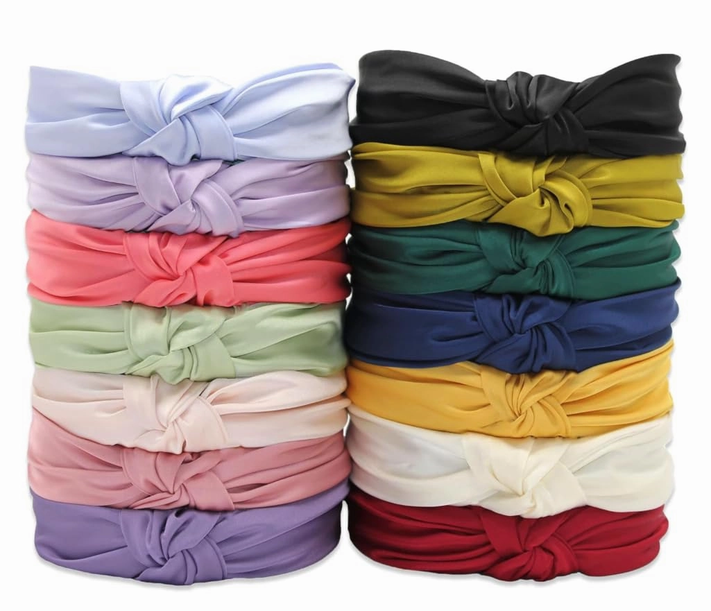 Satin Knotted Headband for Women (Carol Pink, Adjustable Size)
