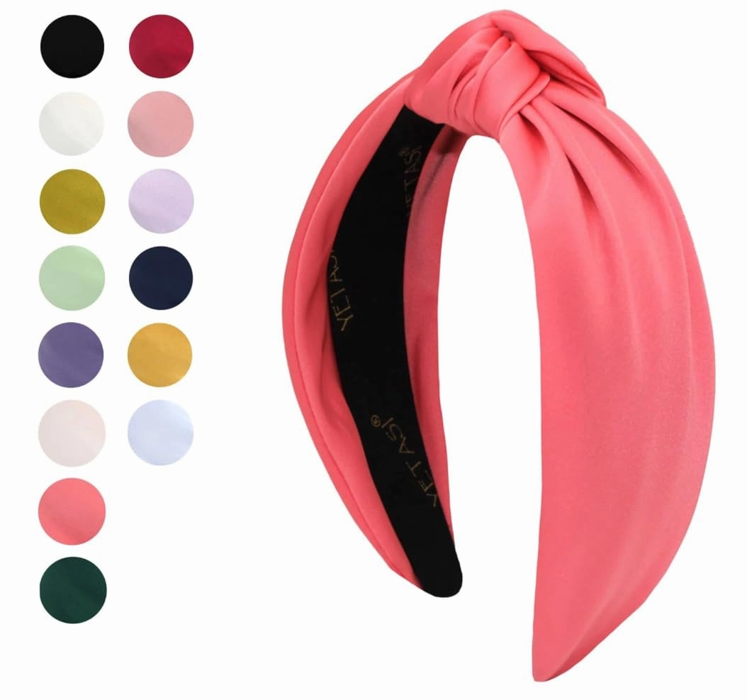 Satin Knotted Headband for Women (Carol Pink, Adjustable Size)