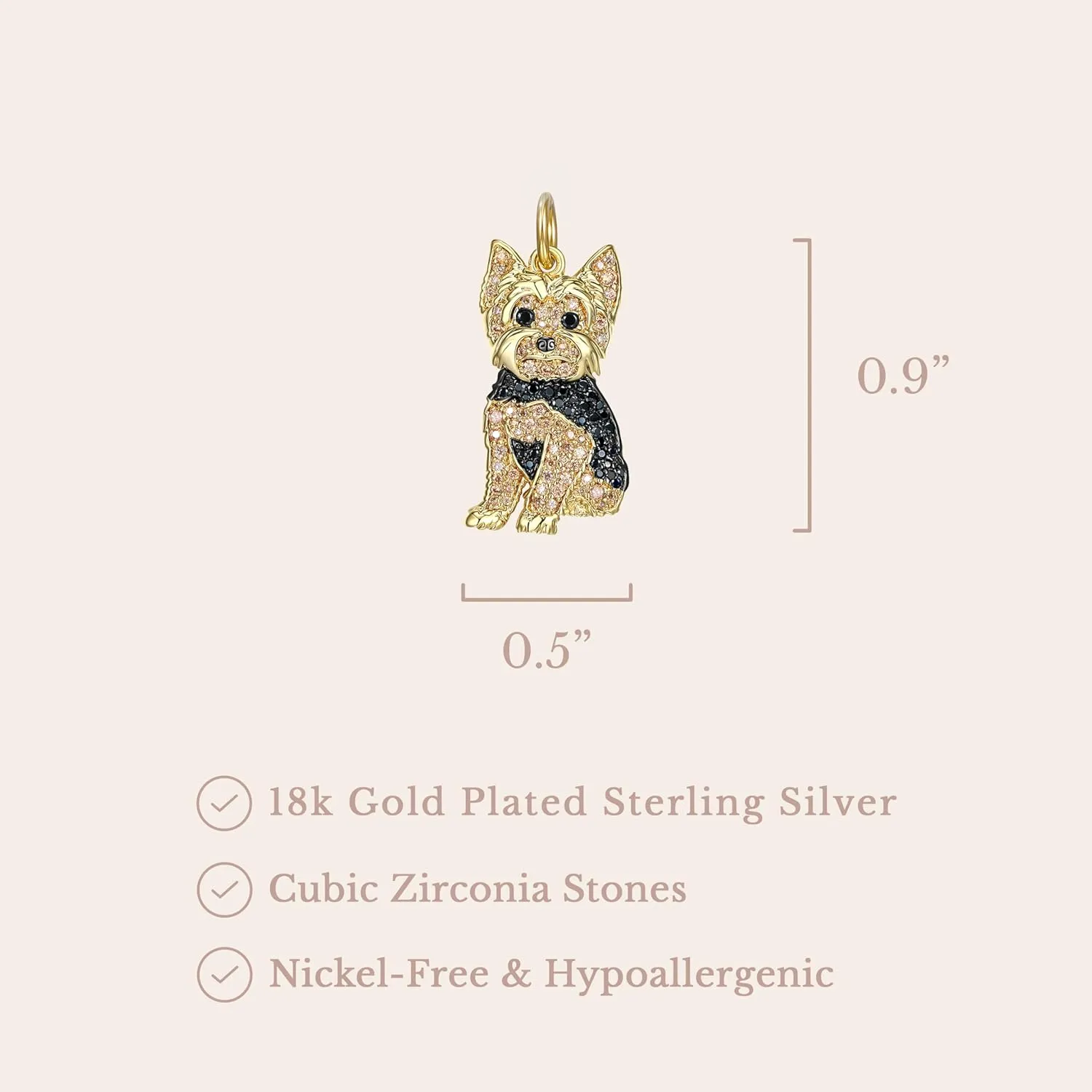 SCAMPER & CO Dog Breed Cubic Zirconia Puppy Charm Pendant Necklaces for Women - Genuine Gemstone with Elegant Backplate, Premium Plated Sterling Silver Necklace for Women Easy Closure 18 to 20 inch
