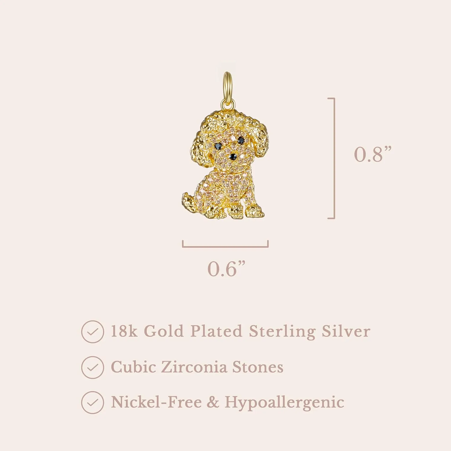 SCAMPER & CO Dog Breed Cubic Zirconia Puppy Charm Pendant Necklaces for Women - Genuine Gemstone with Elegant Backplate, Premium Plated Sterling Silver Necklace for Women Easy Closure 18 to 20 inch