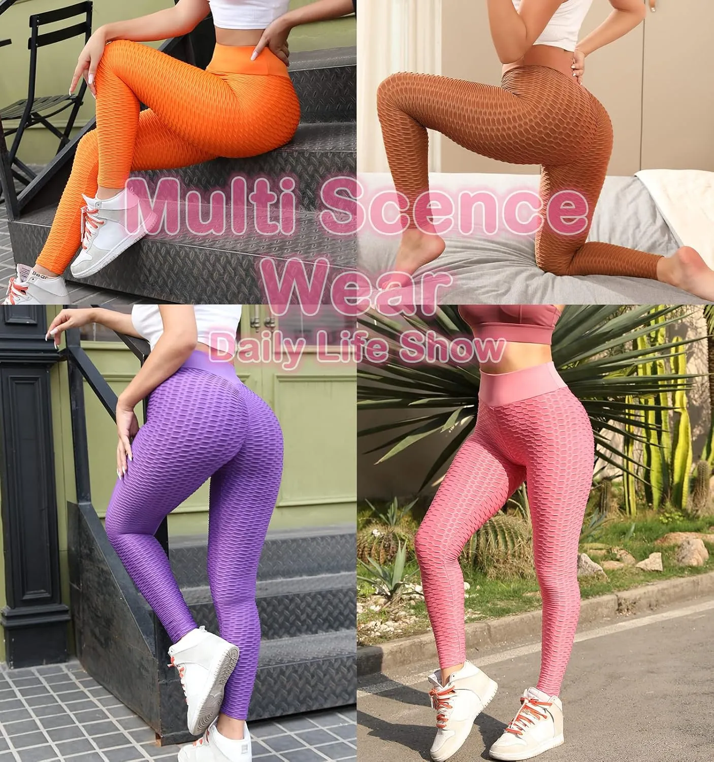 Scrunch Butt Lifting Workout Leggings for Women High Waisted Yoga Pants Tummy Control Gym Booty Textured Tights
