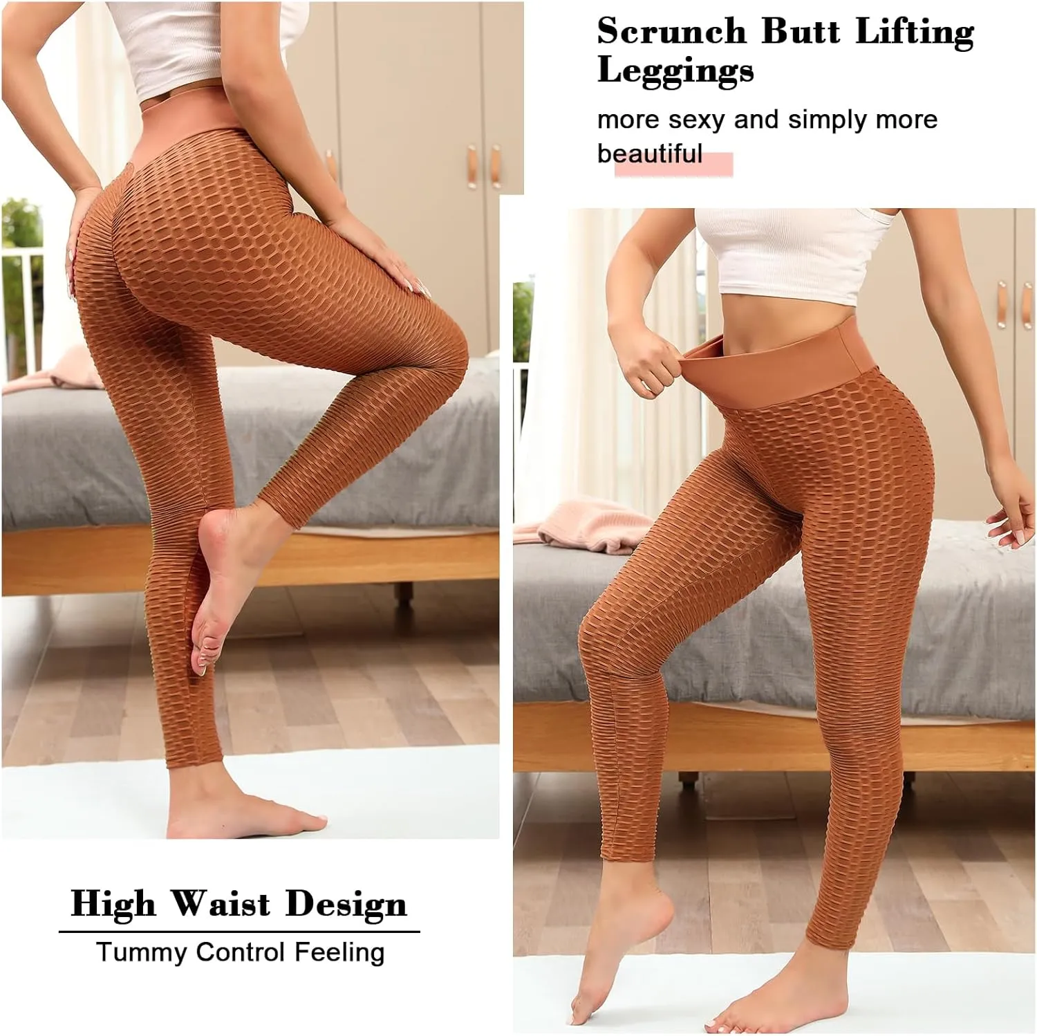 Scrunch Butt Lifting Workout Leggings for Women High Waisted Yoga Pants Tummy Control Gym Booty Textured Tights