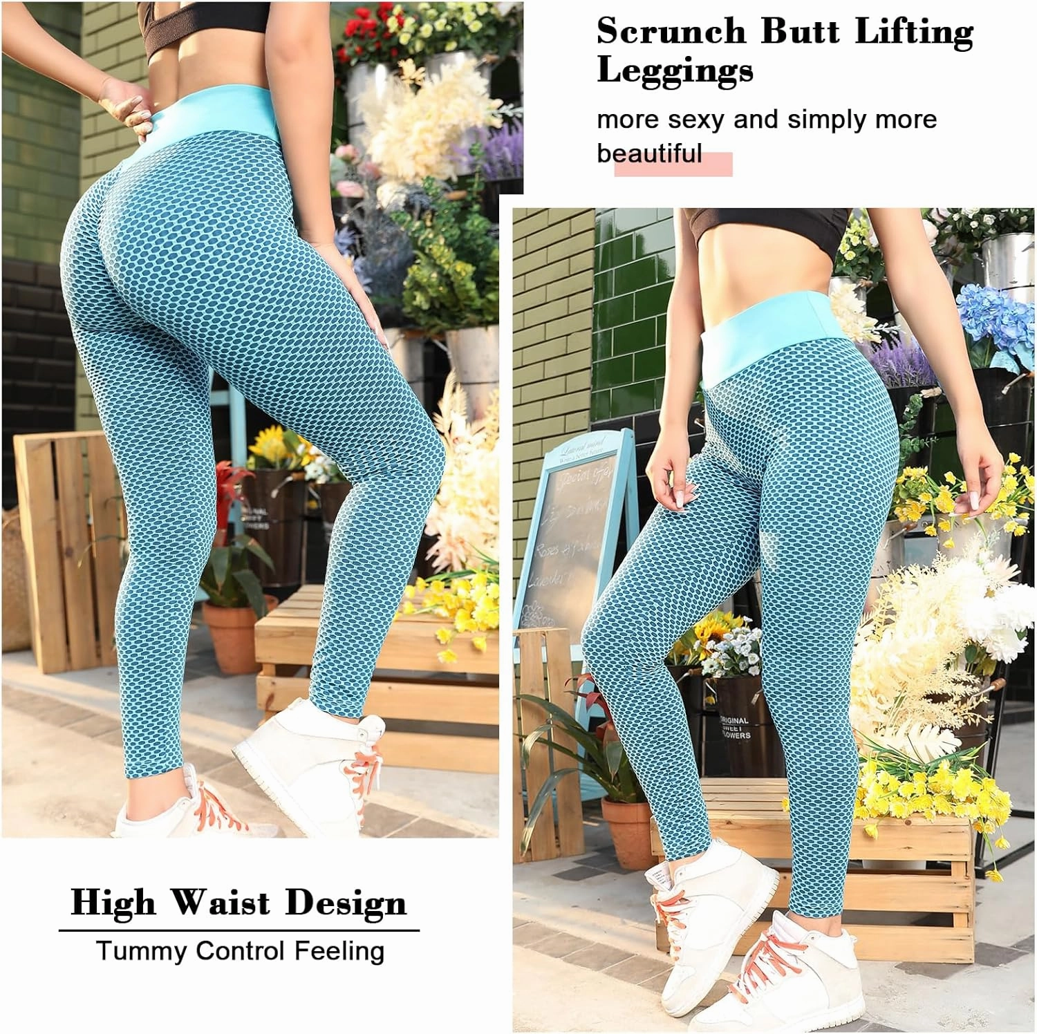 Scrunch Butt Lifting Workout Leggings for Women High Waisted Yoga Pants Tummy Control Gym Booty Textured Tights