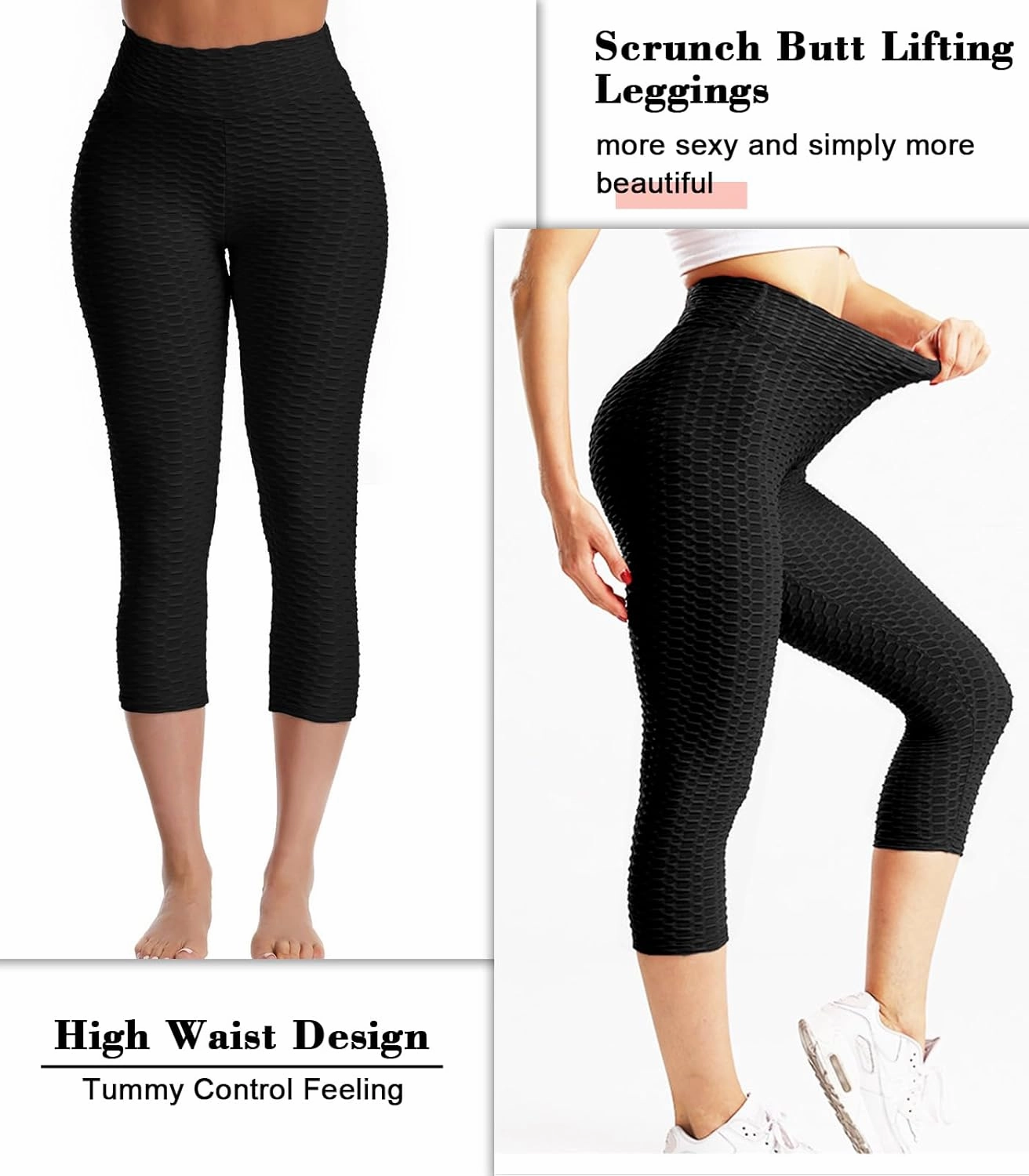 Scrunch Butt Lifting Workout Leggings for Women High Waisted Yoga Pants Tummy Control Gym Booty Textured Tights