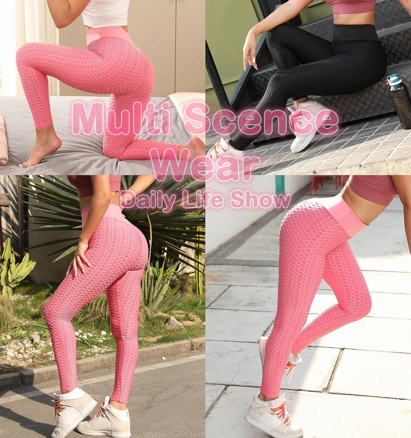 Scrunch Butt Lifting Workout Leggings for Women High Waisted Yoga Pants Tummy Control Gym Booty Textured Tights