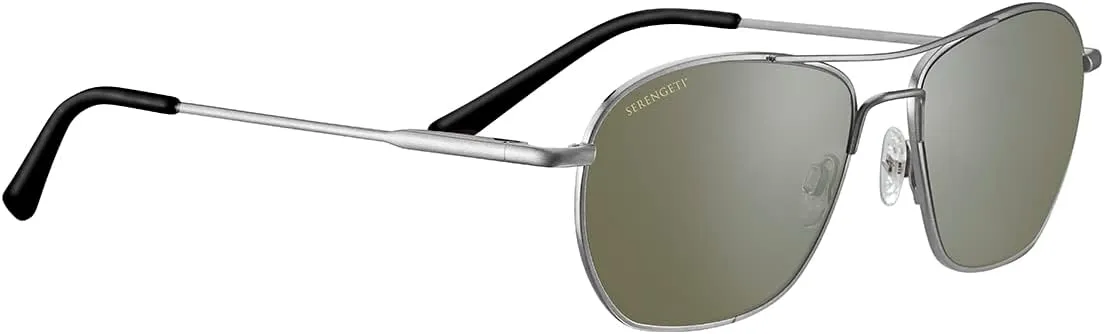 Serengetti Rectangular LUNGER Shiny Silver-Mineral Polarized 555nm, Multi, One Size