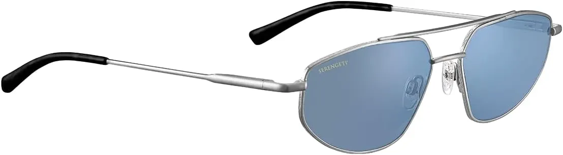 Serengetti Rectangular Marlon Shiny Silver-Mineral Polarized 555nm Blue, Multi, One Size