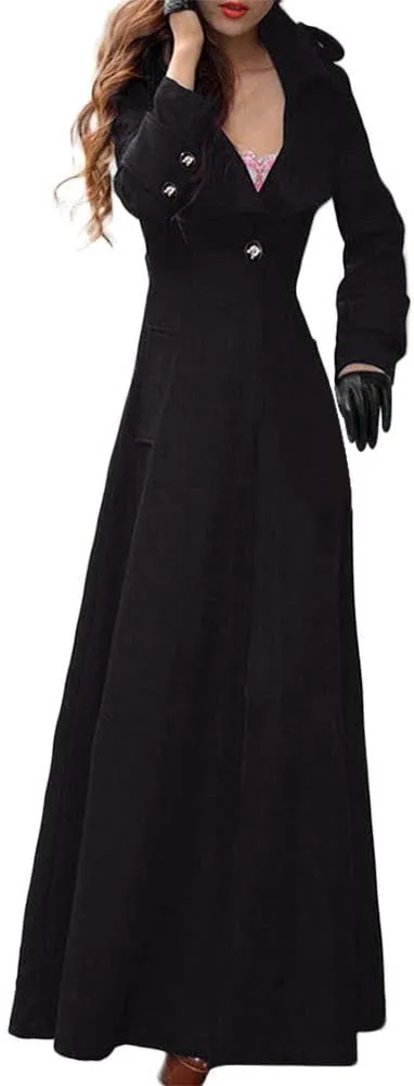 SERYU Womens Winter Lapel Slim Coat Trench Jacket Long Parka Overcoat Outwear