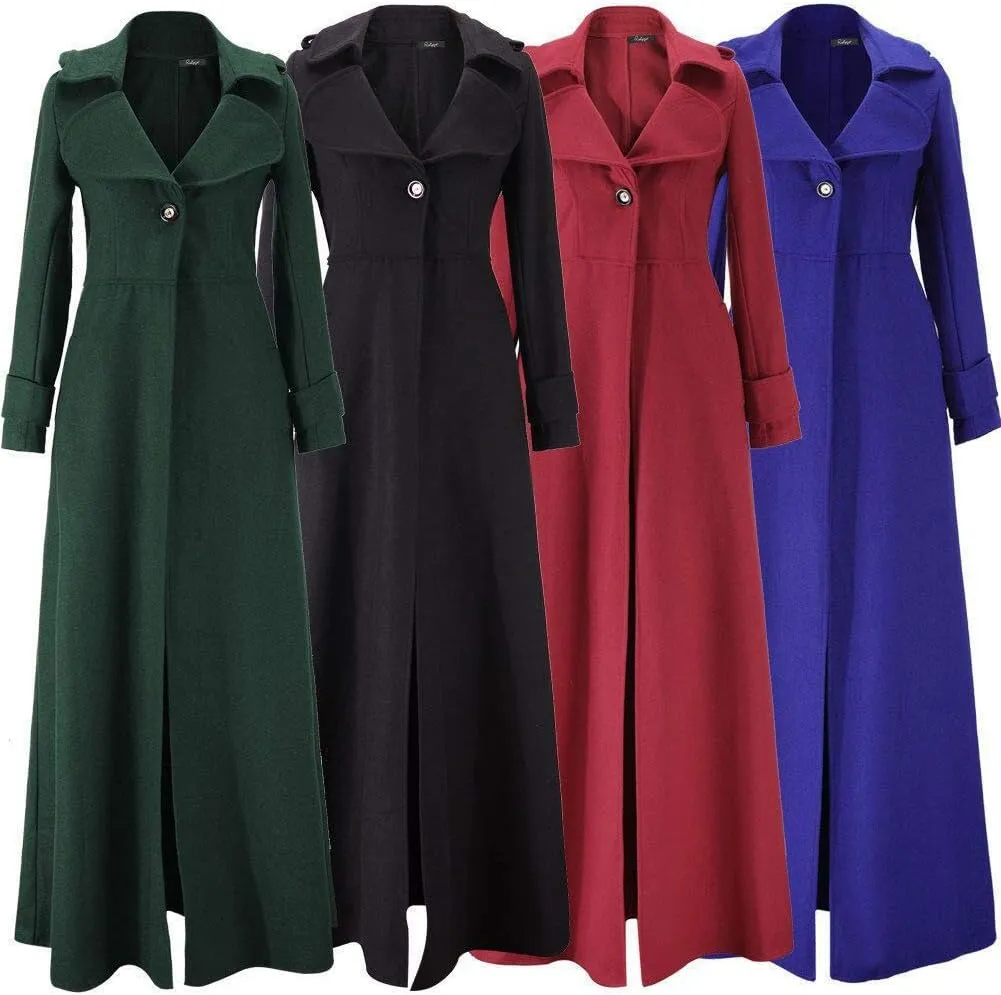 SERYU Womens Winter Lapel Slim Coat Trench Jacket Long Parka Overcoat Outwear