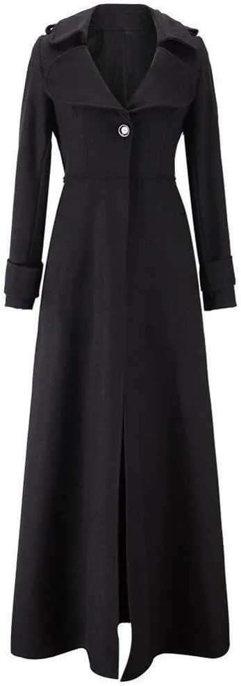 SERYU Womens Winter Lapel Slim Coat Trench Jacket Long Parka Overcoat Outwear