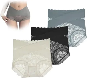 Sexy Seamless Thin Lace Silk Care Panties, High Waisted Shapewear Panty, Tummy Control Shapewear for Women