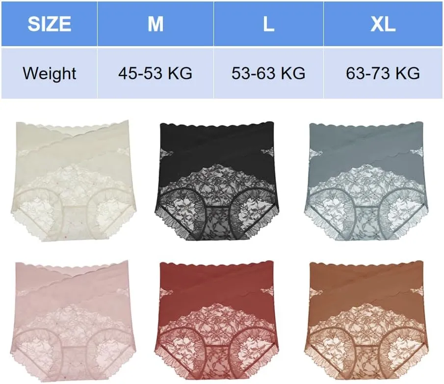 Sexy Seamless Thin Lace Silk Care Panties, High Waisted Shapewear Panty, Tummy Control Shapewear for Women