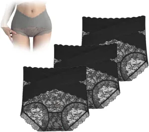 Sexy Seamless Thin Lace Silk Care Panties, High Waisted Shapewear Panty, Tummy Control Shapewear for Women