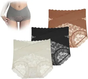 Sexy Seamless Thin Lace Silk Care Panties, High Waisted Shapewear Panty, Tummy Control Shapewear for Women