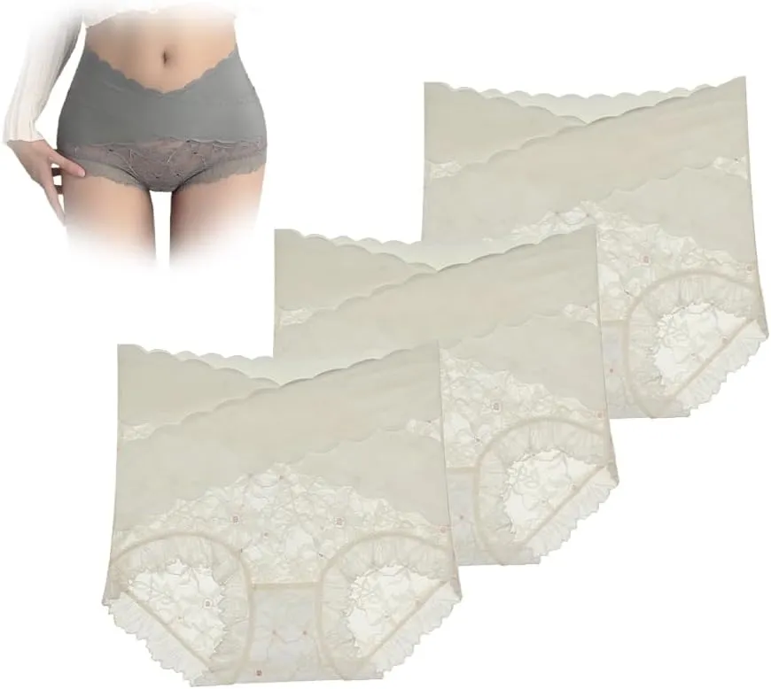 Sexy Seamless Thin Lace Silk Care Panties, High Waisted Shapewear Panty, Tummy Control Shapewear for Women