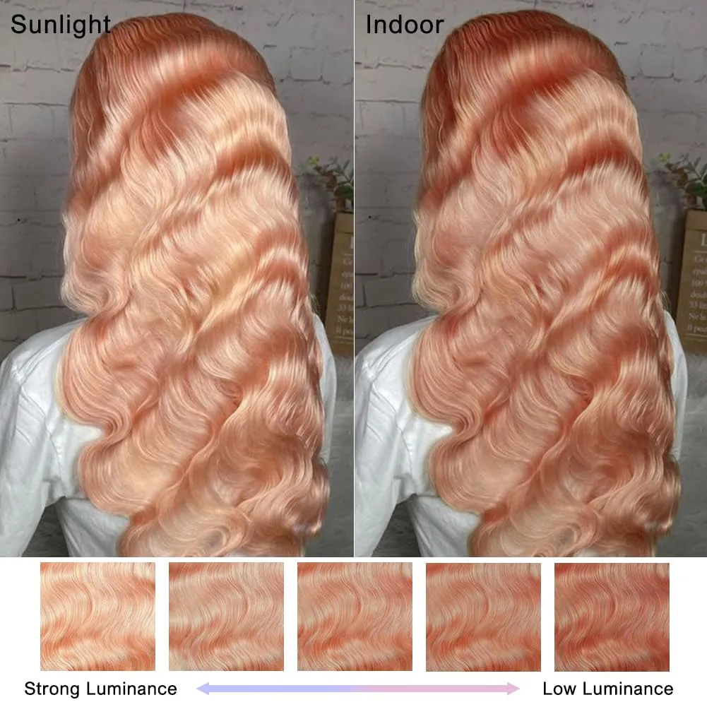 SFD Pink Blonde Lace Front Wig Human Hair 13x4 HD Lace Rose Gold Human Hair Wigs Pre Plucked Pink Body Wave Wig 150% Density Strawberry Blonde Lace Front Wig 20 Inch