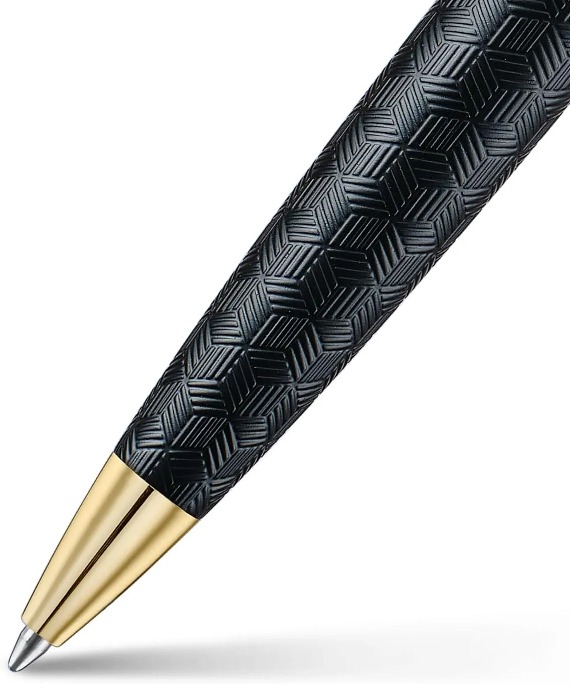 Sheaffer 300 Ballpoint Pen | E9347 Engraved Matt Black Barrel and Shiny Chrome Cap with PVD Gold Trims | Premium Ballpoint Pen