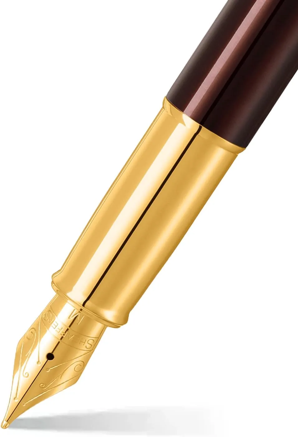 Sheaffer Gift 100 9370 Fountain Pen Glossy Coffee Brown with PVD Gold tone Trim | Fountain Pen Medium Nib | Premium Pen Gift Set