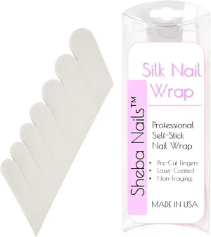 SHEBA NAILS Silk Nail Wrap Self-Adhesive Pre Cut Fingers - White, 70 Finger Tabs