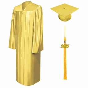 Shiny Gold Bachelors Academic Cap & Gown