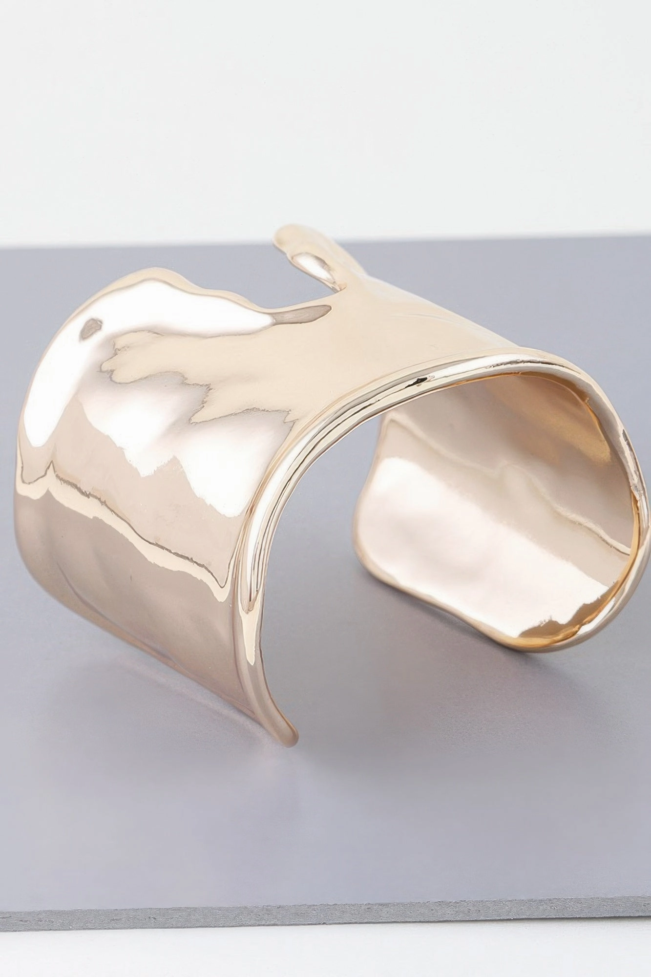 Shiny Hammered Cuff Bracelet