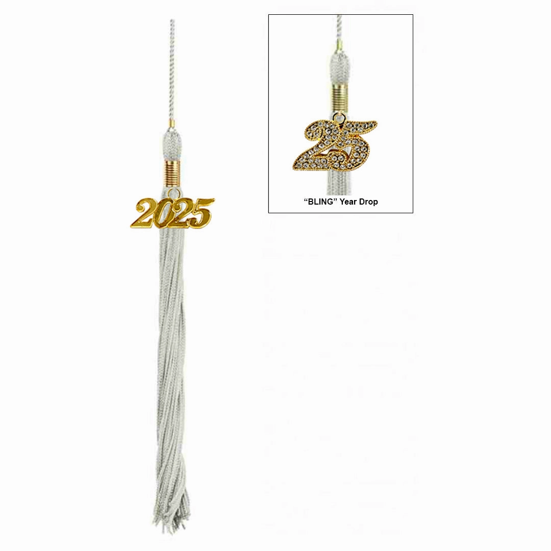 Shiny Silver Junior High/Middle School Cap & Tassel