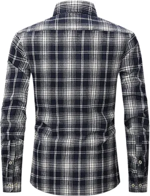 Shirts Linen Men's Regular Fit Long Sleeve Button Down T Shirt Causal Stylish Work Plaid Shirts Going Out Clothes