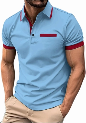 Short Sleeve Polo T Shirts for Men Fashion Collared Shirts Basic Golf Polo T Shirts Solid Color Work Shirts