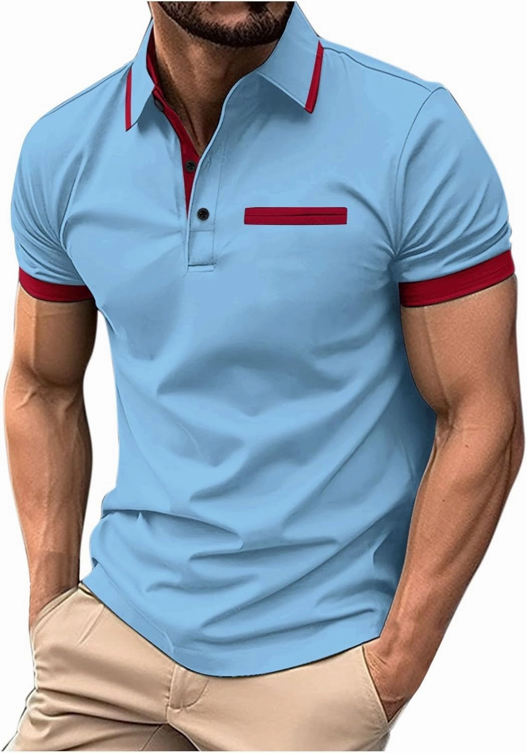 Short Sleeve Polo T Shirts for Men Fashion Collared Shirts Basic Golf Polo T Shirts Solid Color Work Shirts