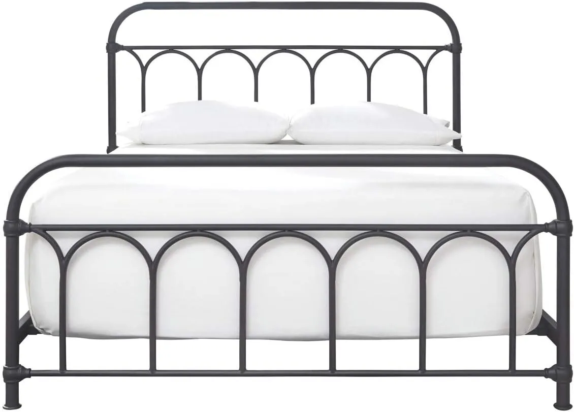 Signature Design by Ashley Nashburg Farmhouse Industrial Queen Metal Bed with Powdercoated Finish, Matte Black