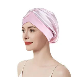 Silk Bonnet for Sleeping Women - 22 Momme Grade-6A Mulberry Silk Bonnet for Long Short Straight Curly Hair, Silk Sleep Hair Cap Wrap with Elastic Stay On Head for Overnight Light Pink 1Pcs