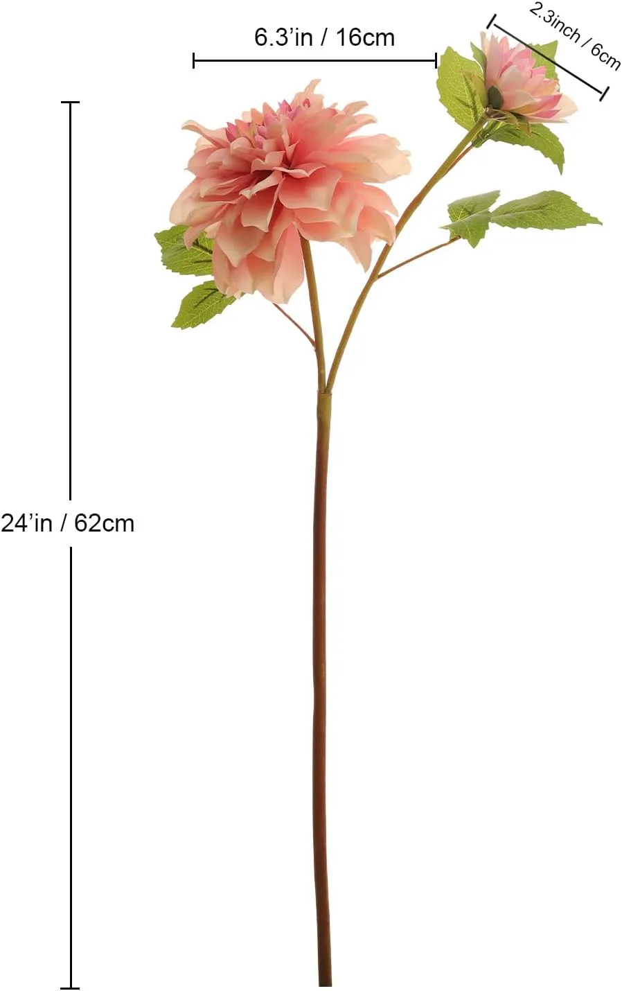 Silk Dahlia Artificial Flowers 24 Inch Long Stem - 5 Pack Fake Flowers for Wedding Bouquets, Home Decor, Centerpieces, Table Arrangements - Realistic Looking Faux Dahlia Floral Stems(Pink1)