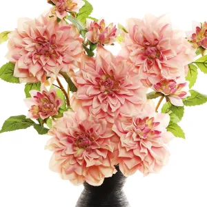 Silk Dahlia Artificial Flowers 24 Inch Long Stem - 5 Pack Fake Flowers for Wedding Bouquets, Home Decor, Centerpieces, Table Arrangements - Realistic Looking Faux Dahlia Floral Stems(Pink1)