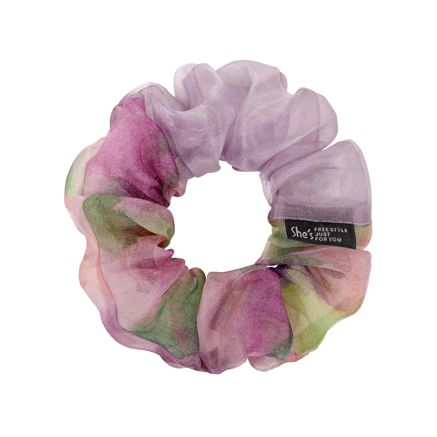 Silk Hair Scrunchies for Women, SHE'S FREE STYLE JUST FOR YOU Unique and colorful designs scrunchies Crafted from silk and polyester, Luxury Hair Scrunchie with exquisite stitching (Red)