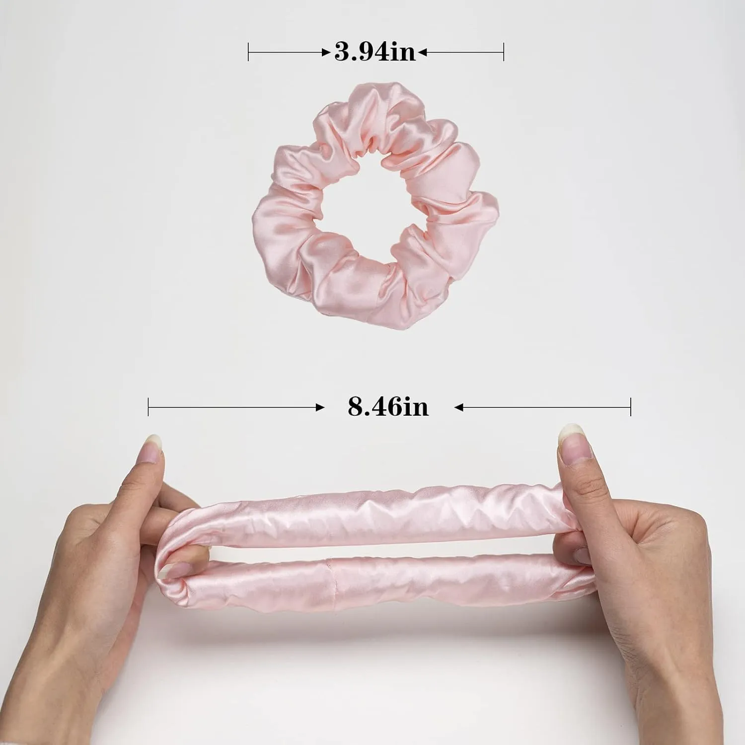 Silk Scrunchies for Hair 100% Mulberry Silk Hair Ties 3 Pack(Black, White, Pink)