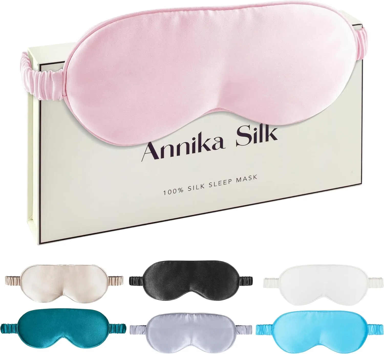 Silk Sleep Mask by ANNIKA SILK™ - 6A Grade 22 Momme 100% Mulberry Eye Mask for Sleeping with Adjustable Strap, Lightweight Silk Eye Mask for Shift Work, Travel and Night Sleep (Pink)
