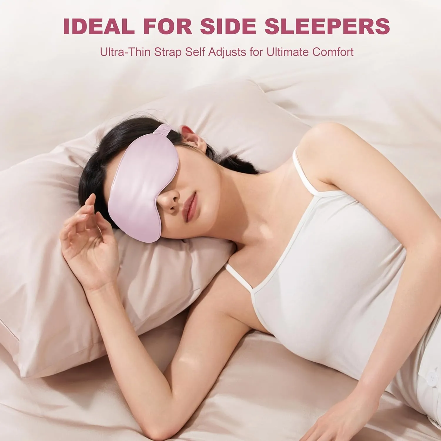 Silk Sleep Mask by ANNIKA SILK™ - 6A Grade 22 Momme 100% Mulberry Eye Mask for Sleeping with Adjustable Strap, Lightweight Silk Eye Mask for Shift Work, Travel and Night Sleep (Pink)
