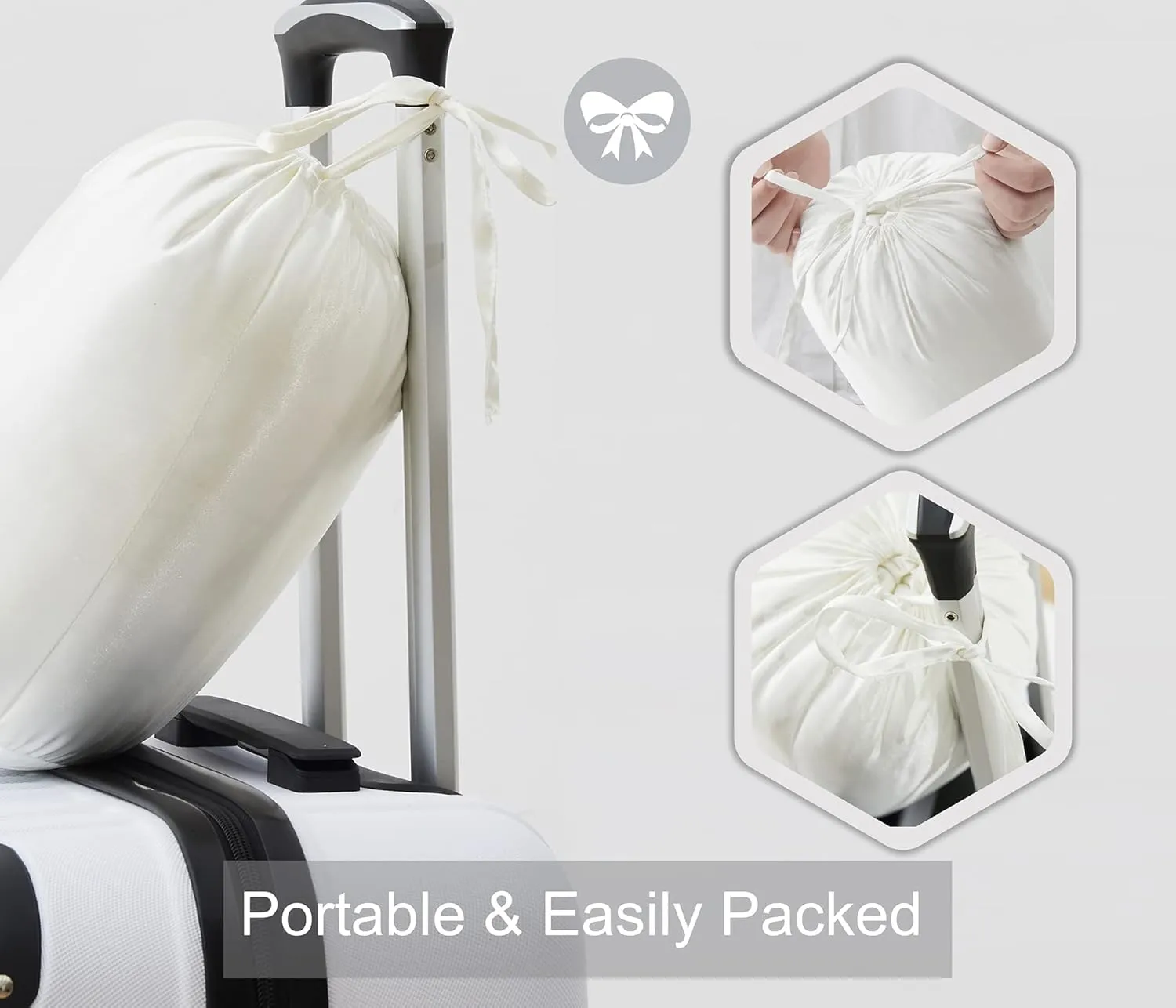 Silk Throw Blanket - White Cooling Packable Satin Blanket for Couch, Bed, Camping, Outdoor, Travel, Car - Super Soft Lightweight Cozy Blanket(90'' x 90'', White)
