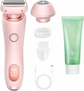 Silk Babe Electric Razor, Glowbabe on The Go Lady Shaver, 2 in 1 Dual Head Shaver Women, Portable Waterproof Wet & Dry for Whole Body (Pink)