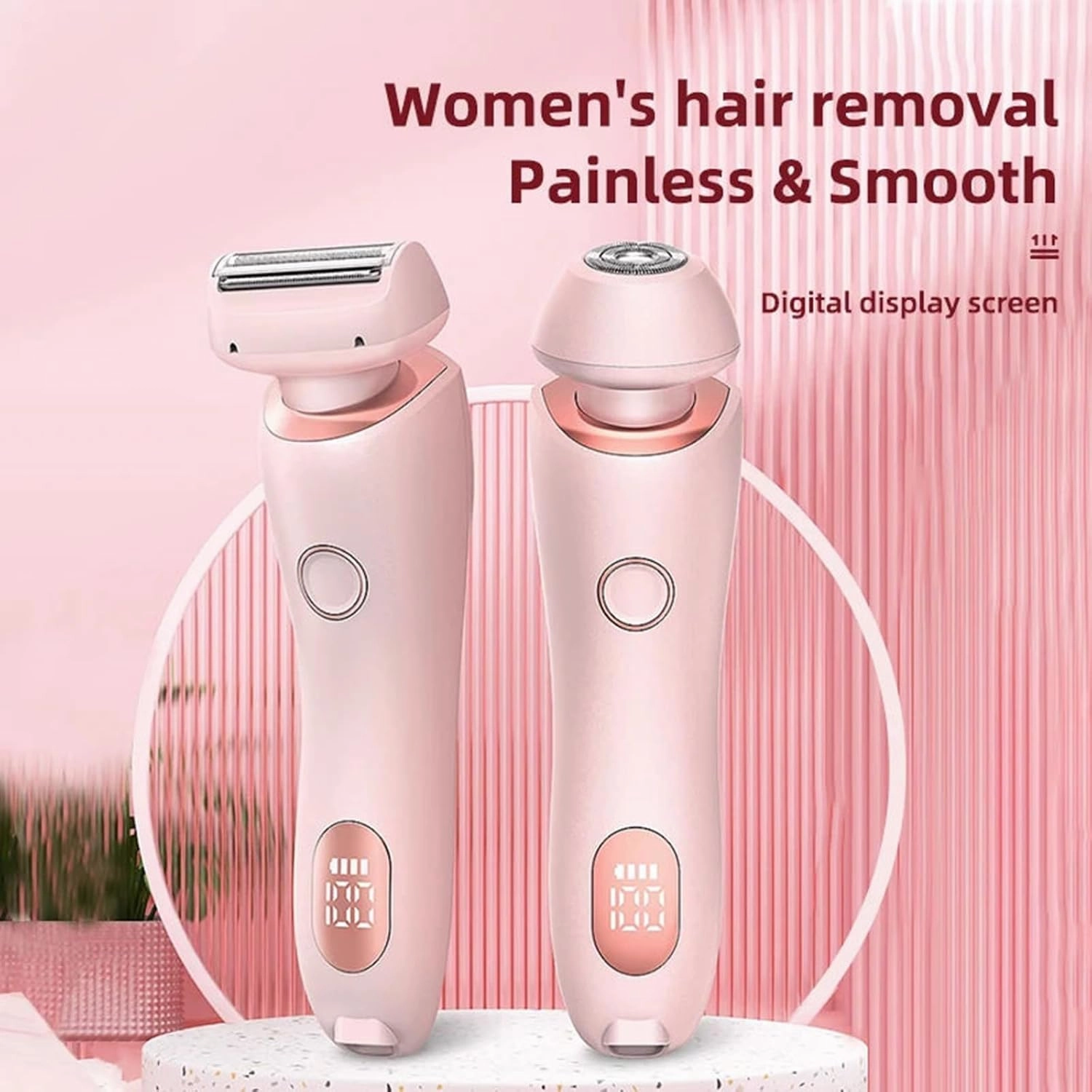 Silk Babe Electric Razor, Glowbabe on The Go Lady Shaver, 2 in 1 Dual Head Shaver Women, Portable Waterproof Wet & Dry for Whole Body (Pink)