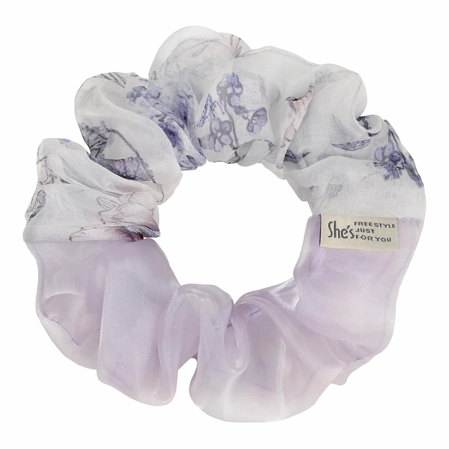 Silk Hair Scrunchies for Women, SHE'S FREE STYLE JUST FOR YOU Unique and colorful designs scrunchies Crafted from silk and polyester, Luxury Hair Scrunchie with exquisite stitching (Lilac)