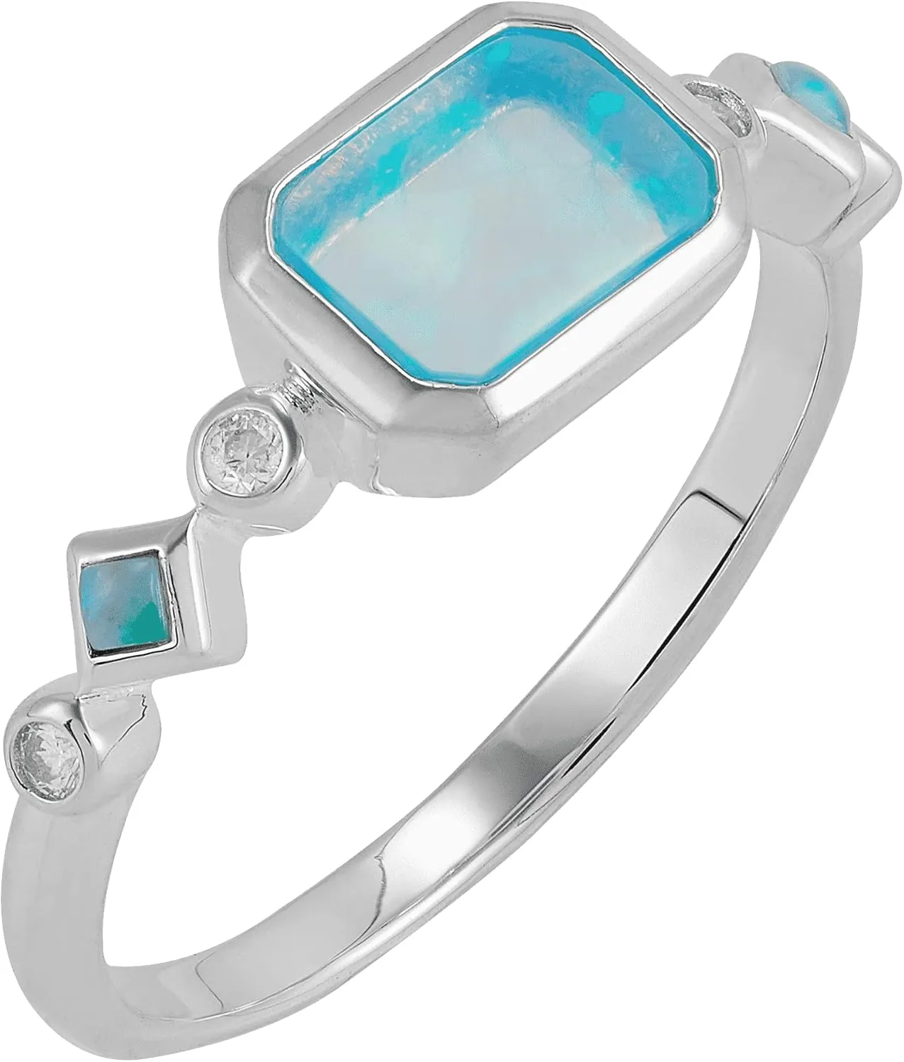 Silpada 'Intergalactic' Lab-Created Opal and Cubic Zirconia Ring in Sterling Silver