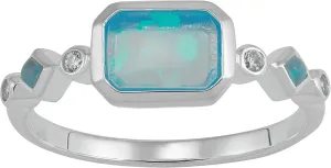 Silpada 'Intergalactic' Lab-Created Opal and Cubic Zirconia Ring in Sterling Silver