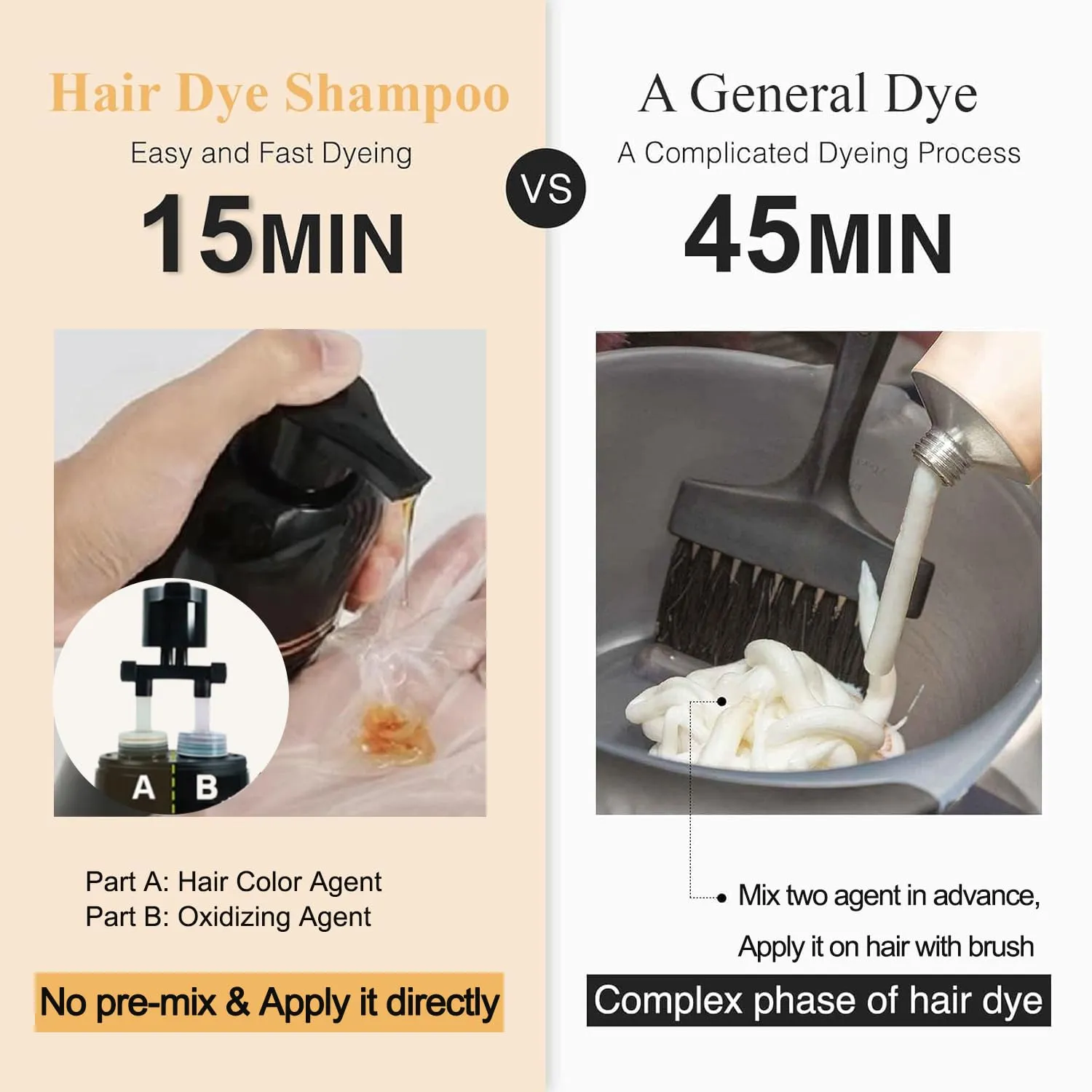 Silver Gray Hair Dye, Hair Dye Shampoo 3 in 1, Silver Hair Shampoo, Hair Color Shampoo for Gray Hair, Champu Para Canas & Shampoo Para Canas Mujer