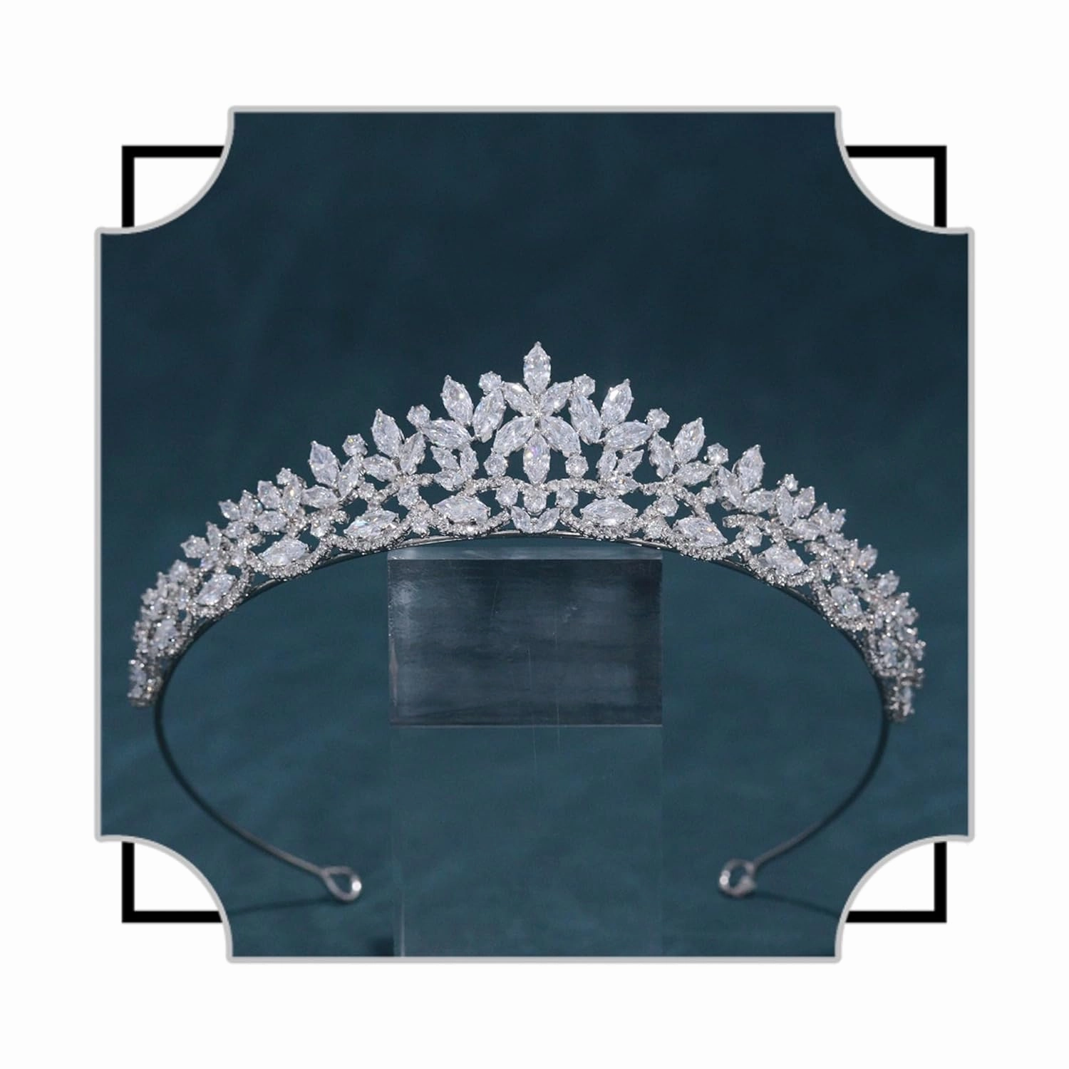 Silver CZ Wedding Tiaras for Brides Floral Princess Crowns for Women Cubic Zirconia Bridal Headband Sweet 16 Crown Birthday Hair Accessories
