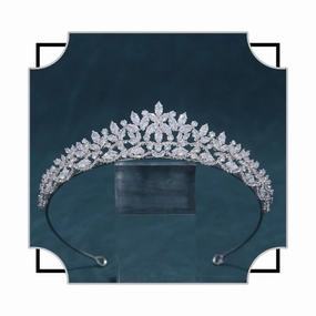 Silver CZ Wedding Tiaras for Brides Floral Princess Crowns for Women Cubic Zirconia Bridal Headband Sweet 16 Crown Birthday Hair Accessories